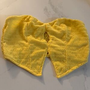 Shein Yellow Smocked Bandeau Top